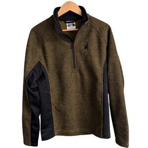 Spyder‎ Men's Outbound Green Black Sz Medium Quarter Zip Jacket Sweater